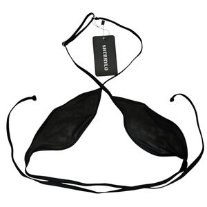 Sheer bikini top black mesh OS new with tags sexy string festival top see thru